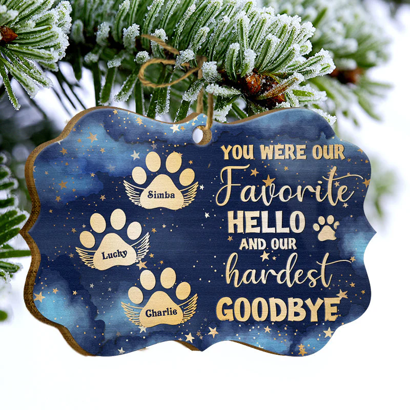 Favorite Hello And Hardest Goodbye - Pet Memorial Gift - Personalized Custom Wooden Ornament - Image 2