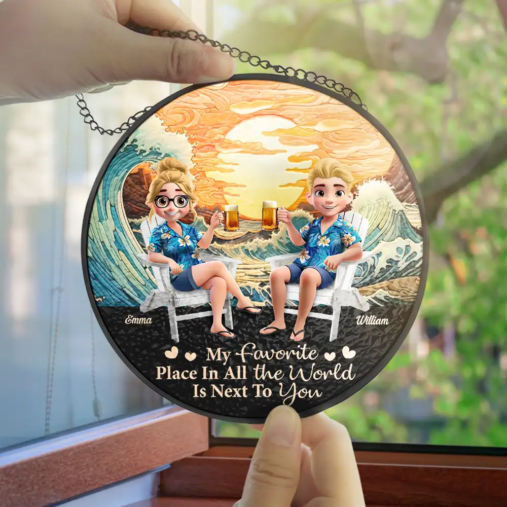 Favorite Place In All The World - Personalized Stained Glass Window Hanging Suncatcher - Image 4