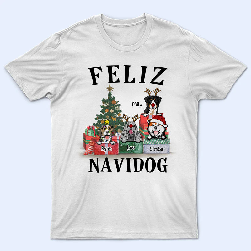 Feliz Navidog - Christmas Gift - Dog Lover Gift - Personalized Custom T Shirt