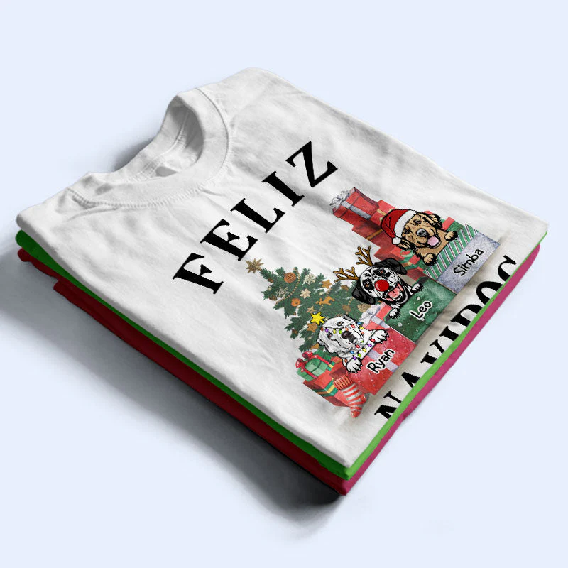 Feliz Navidog - Christmas Gift - Dog Lover Gift - Personalized Custom T Shirt - Image 2
