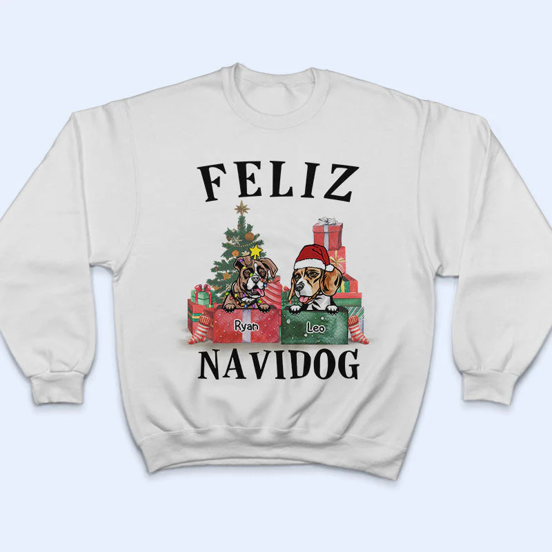 Feliz Navidog - Christmas Gift - Dog Lover Gift - Personalized Custom T Shirt - Image 5