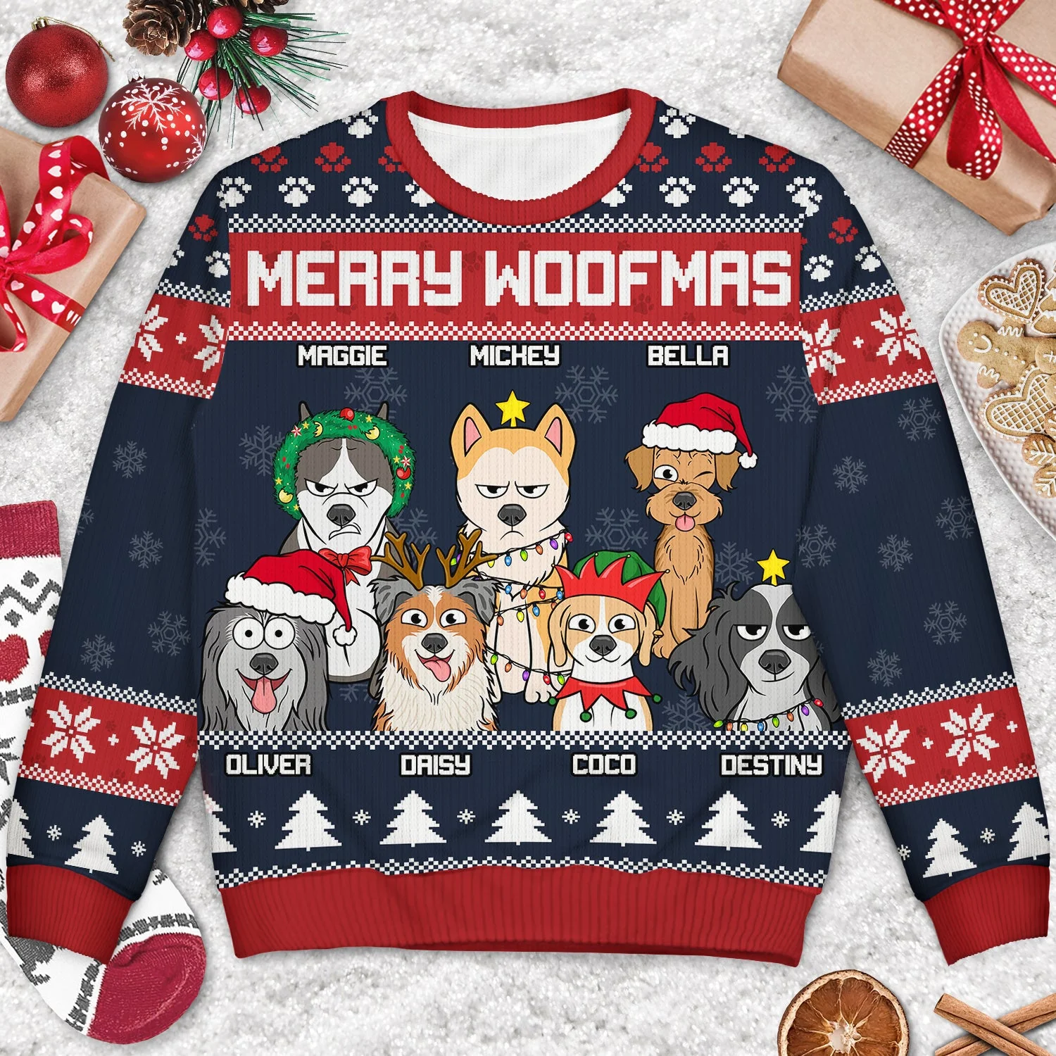 Feliz Navidog - Christmas Gift For Dog Lovers - Personalized Unisex Ugly Sweater - Image 3