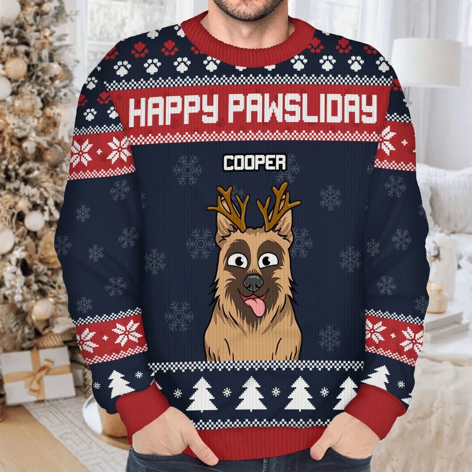 Feliz Navidog - Christmas Gift For Dog Lovers - Personalized Unisex Ugly Sweater - Image 4
