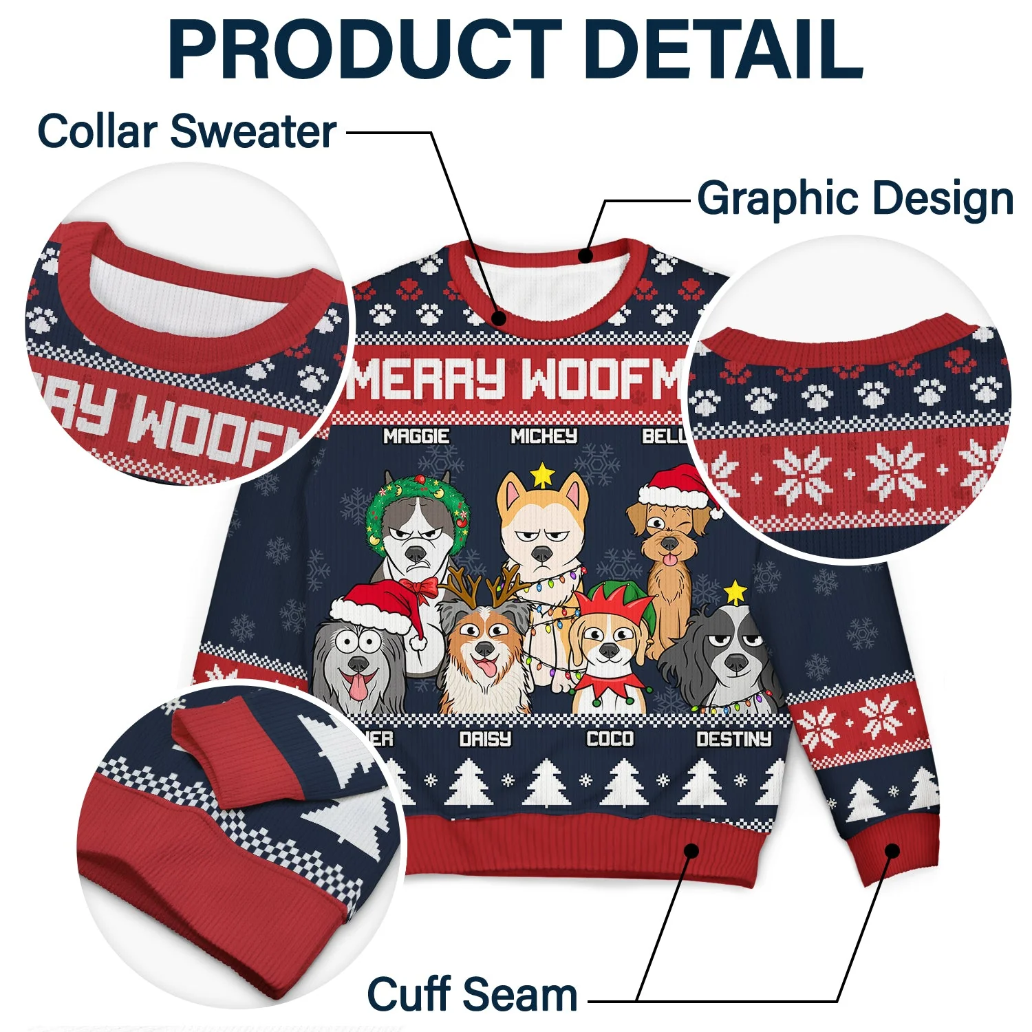 Feliz Navidog - Christmas Gift For Dog Lovers - Personalized Unisex Ugly Sweater - Image 6