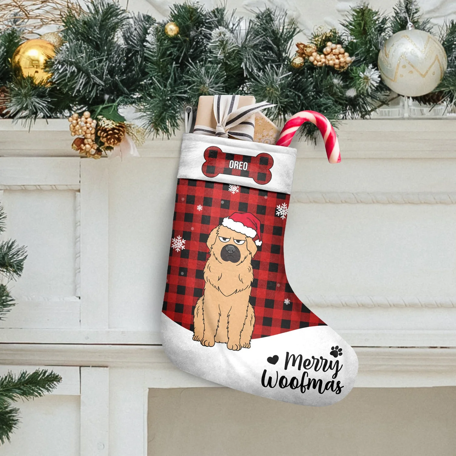 Feliz Navidog Merry Woofmas Funny Cartoon Dogs - Christmas Gift For Dog Lovers - Personalized Christmas Stocking - Image 2