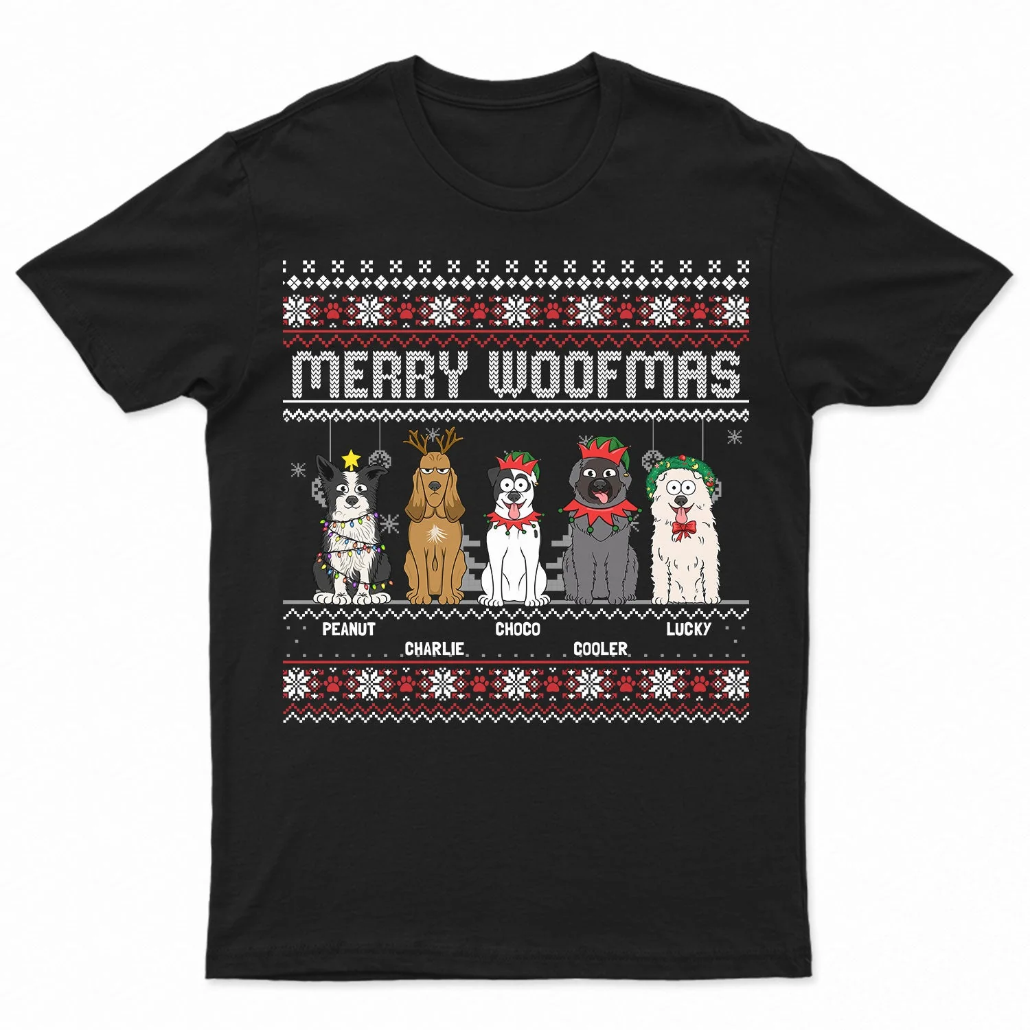 Feliz Navidog Merry Woofmas Funny Cartoon Dogs - Christmas Gift For Dog Lovers - Personalized Sweatshirt - Image 4