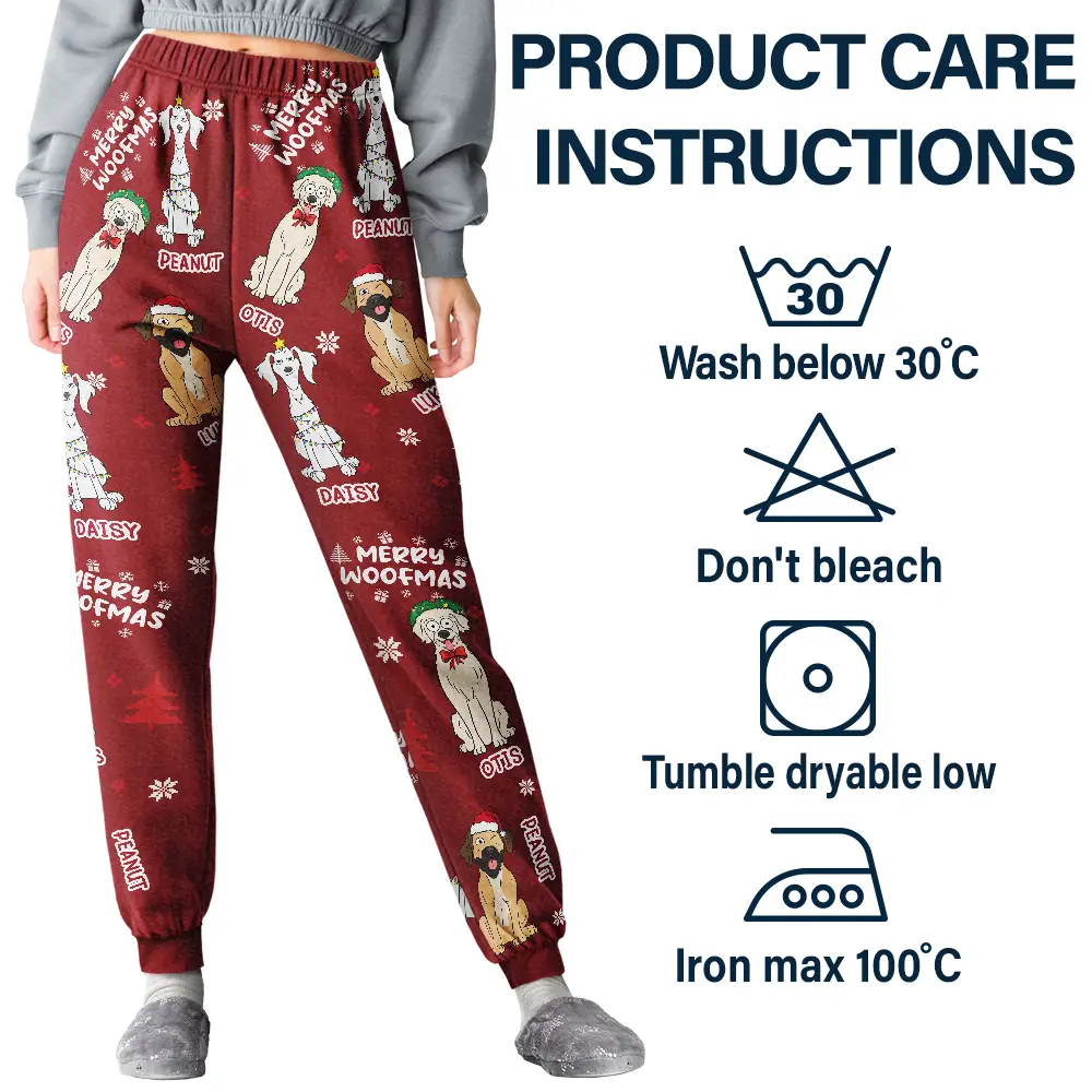 Feliz Navidog Merry Woofmas Funny Cartoon Dogs - Personalized Pajama Pants - Image 5