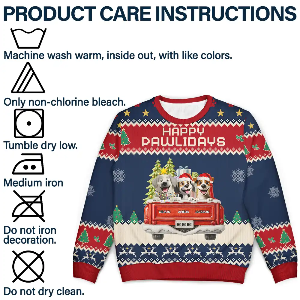 Feliz Navidog Truck Red - Personalized Unisex Ugly Sweater - Image 7