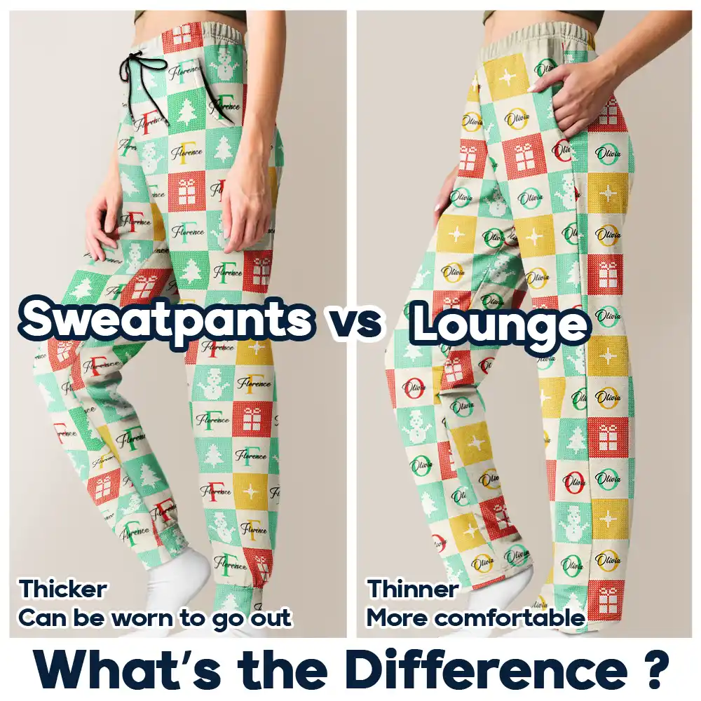 Festive Patchwork With Letters - Personalized Pajama Pants - Image 6