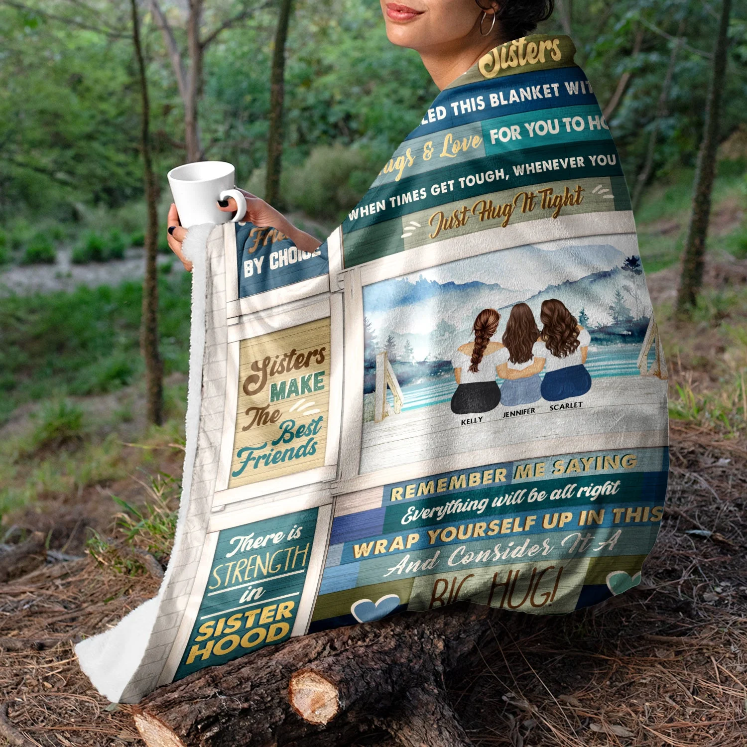 Filled This Blanket With Hugs And Love - Gift For Sisters - Personalized Custom Fleece Blanket - Image 3