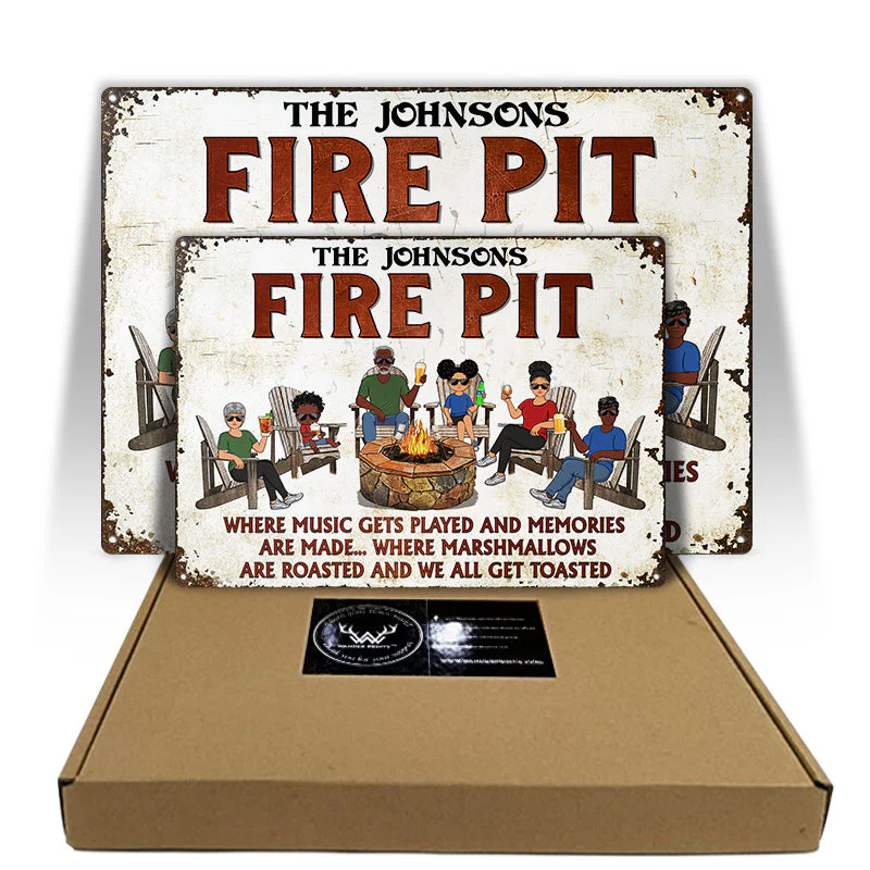 Fire Pit Where Music Gets Played Camping Family - Backyard Sign - Personalized Custom Classic Metal Signs - Image 3
