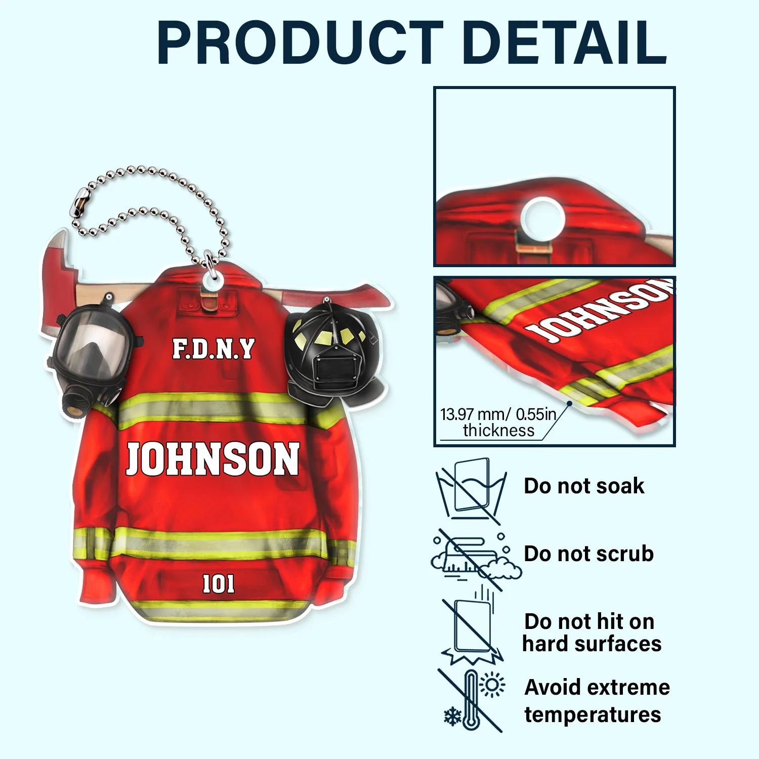 Firefighter Armor With Oxygen Mask - Gift For Firefighter - Personalized Acrylic Car Hanger - Image 5