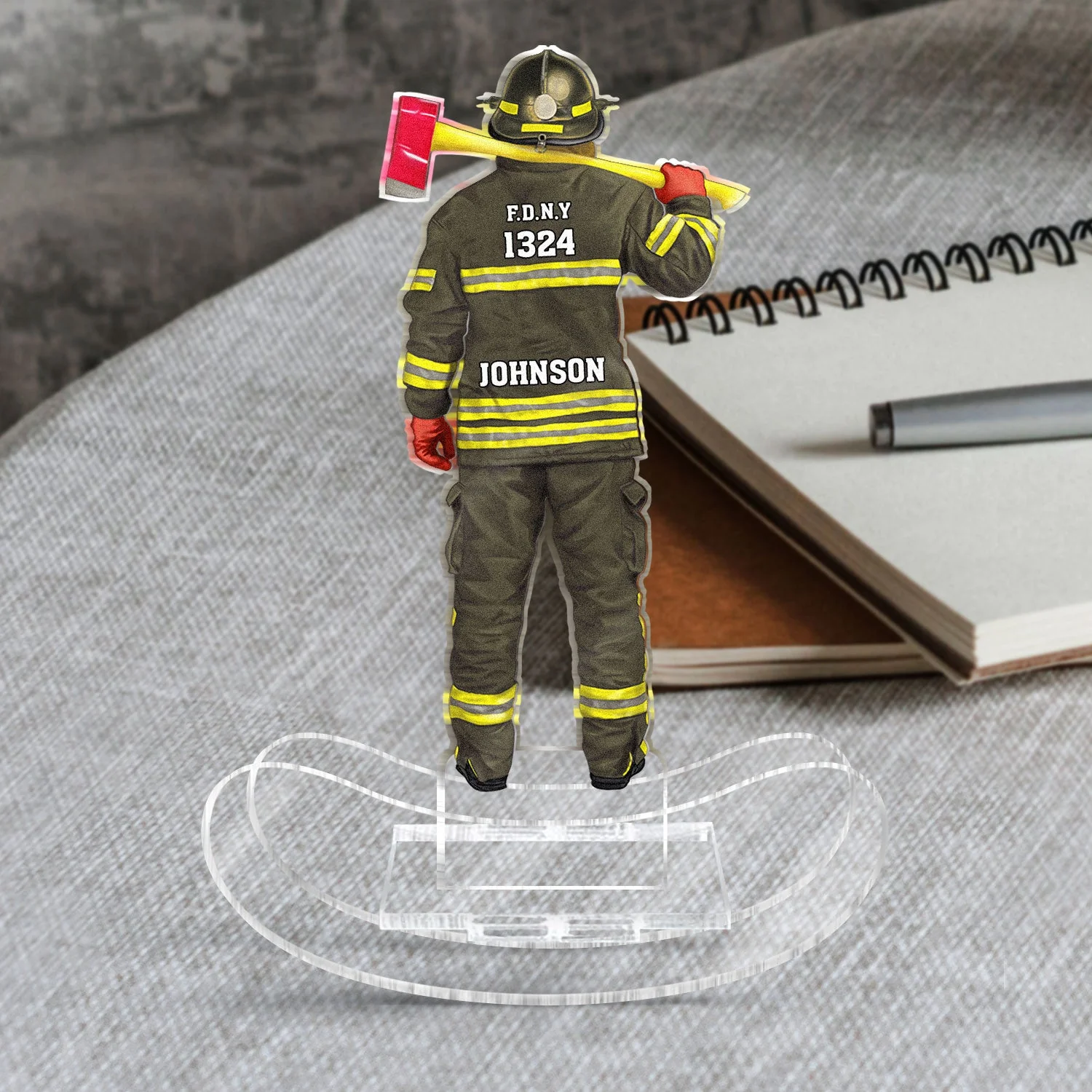Firefighter Uniform - Gift For Firefighter - Personalized Acrylic Shaking Stand - Image 2