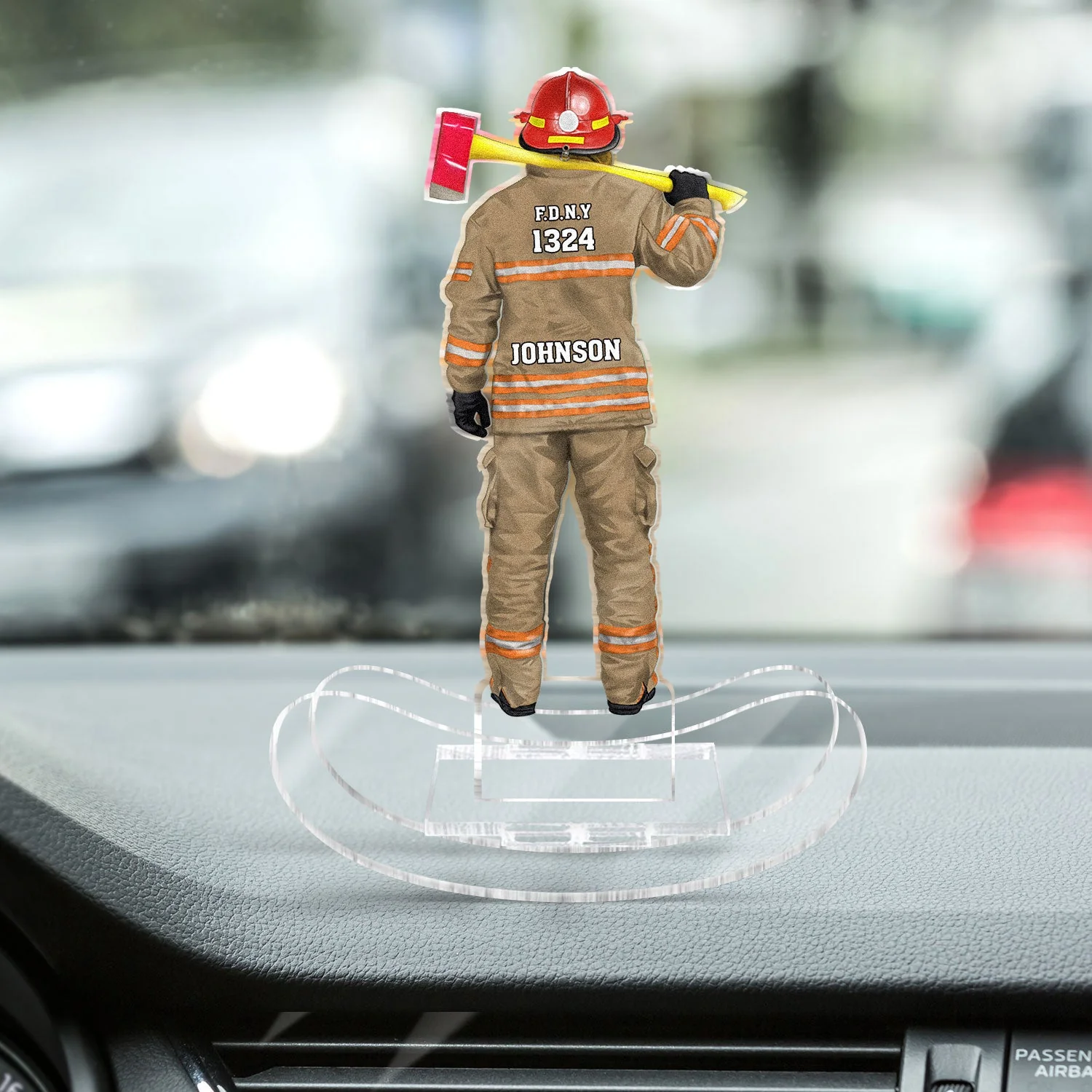 Firefighter Uniform - Gift For Firefighter - Personalized Acrylic Shaking Stand - Image 4