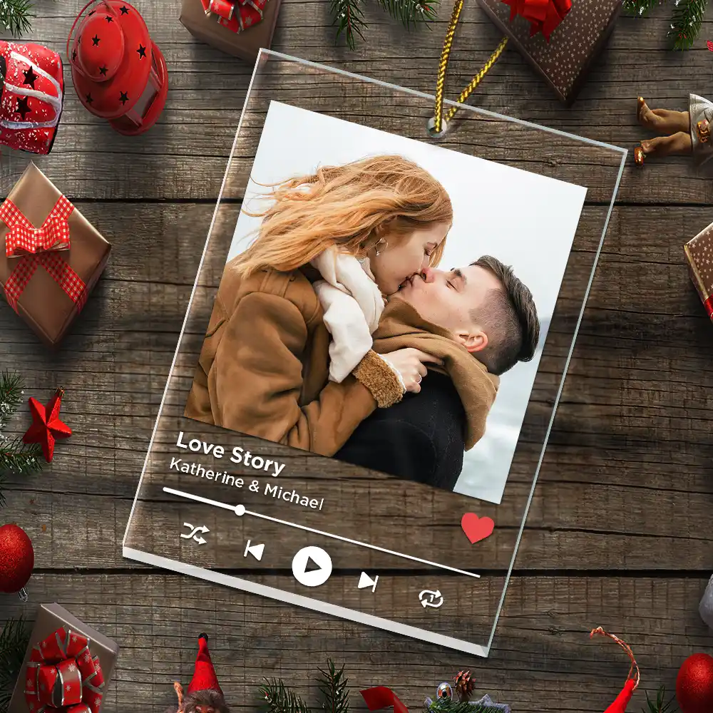 First Anniversary Our Love Keepsake - Personalized Custom Shaped Acrylic Ornament - Image 5