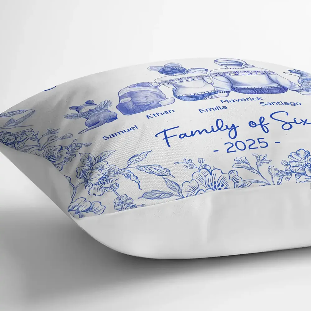 First Christmas As A Family Of Four New Parents Toile - Personalized Pillow - Image 3