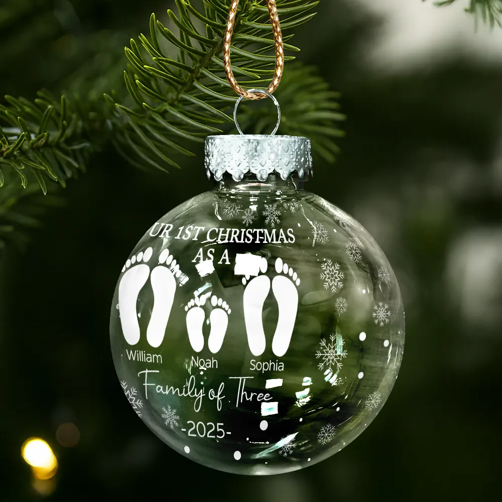 First Christmas As A Family - Personalized Ball Ornament - Image 2