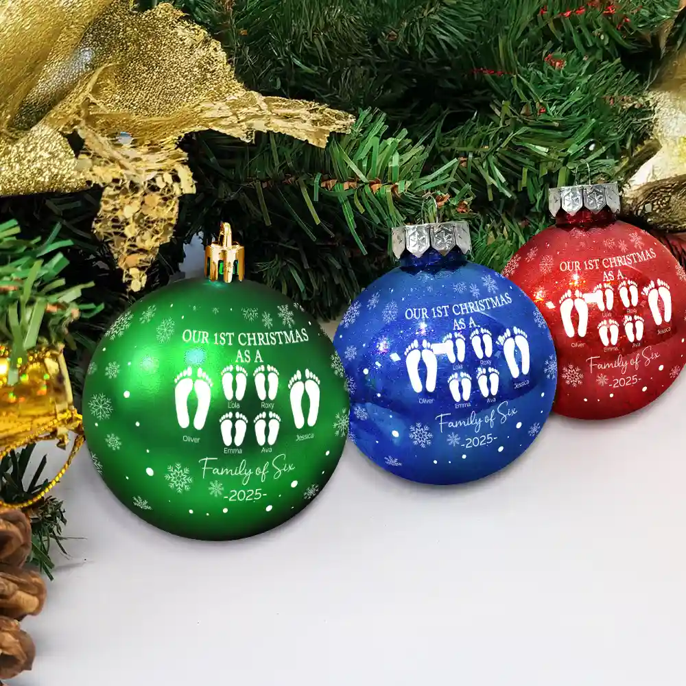 First Christmas As A Family - Personalized Ball Ornament - Image 4
