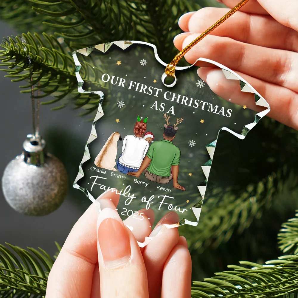 First Christmas As A Family - Personalized Onesie Shaped Glass Ornament - Image 2