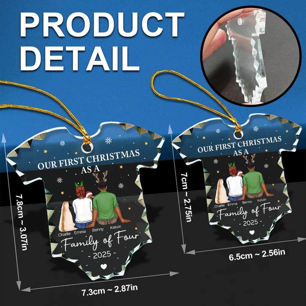 First Christmas As A Family - Personalized Onesie Shaped Glass Ornament - Image 6