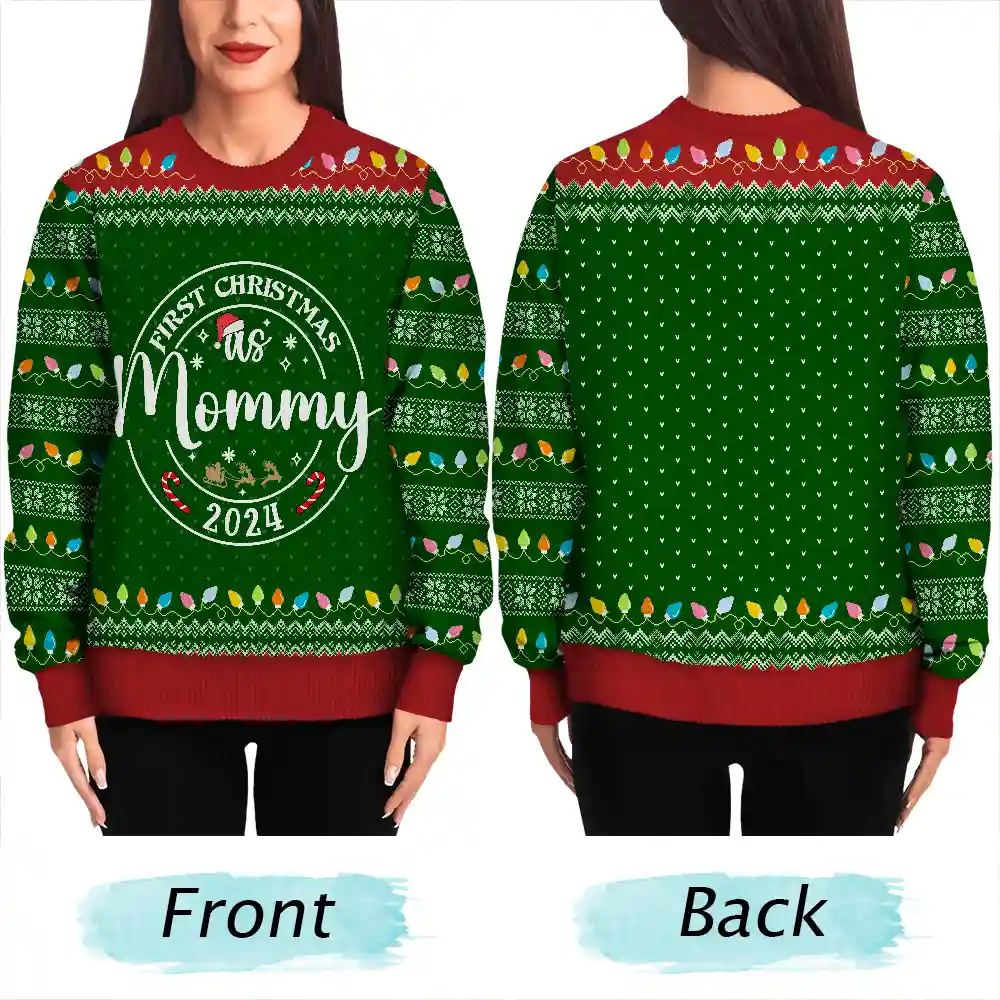 First Christmas As Christmas Family - Personalized Unisex Ugly Sweater - Image 5