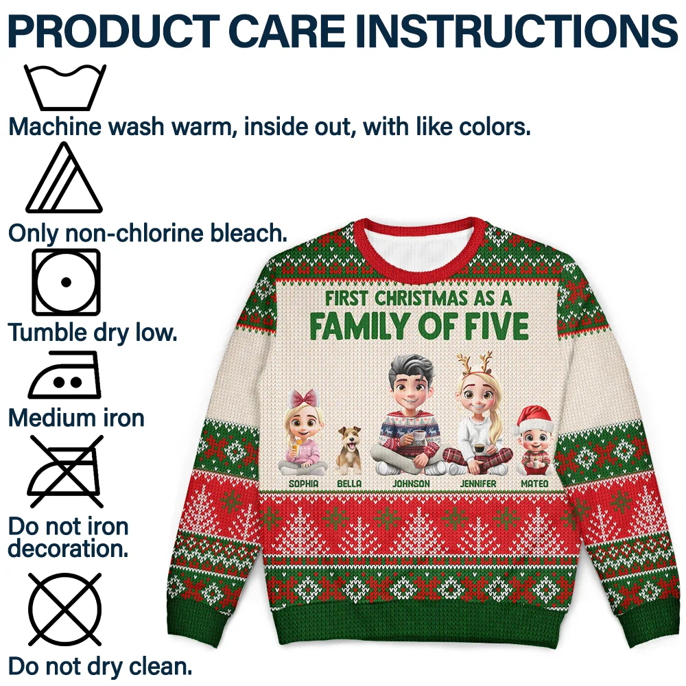 First Christmas As Family - Personalized Unisex Ugly Sweater - Image 7