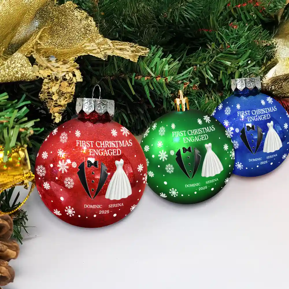 First Christmas As Married Couples - Personalized Ball Ornament - Image 4