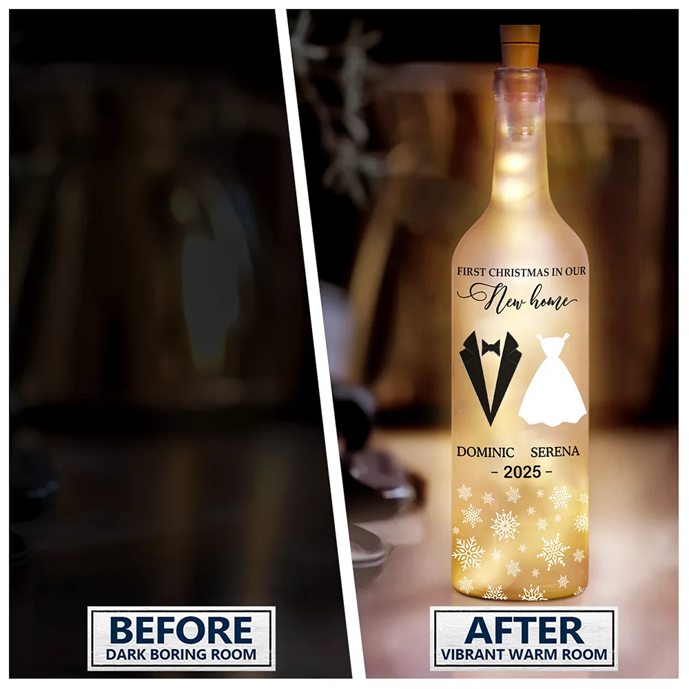 First Christmas As Married - Personalized Bottle Light - Image 2