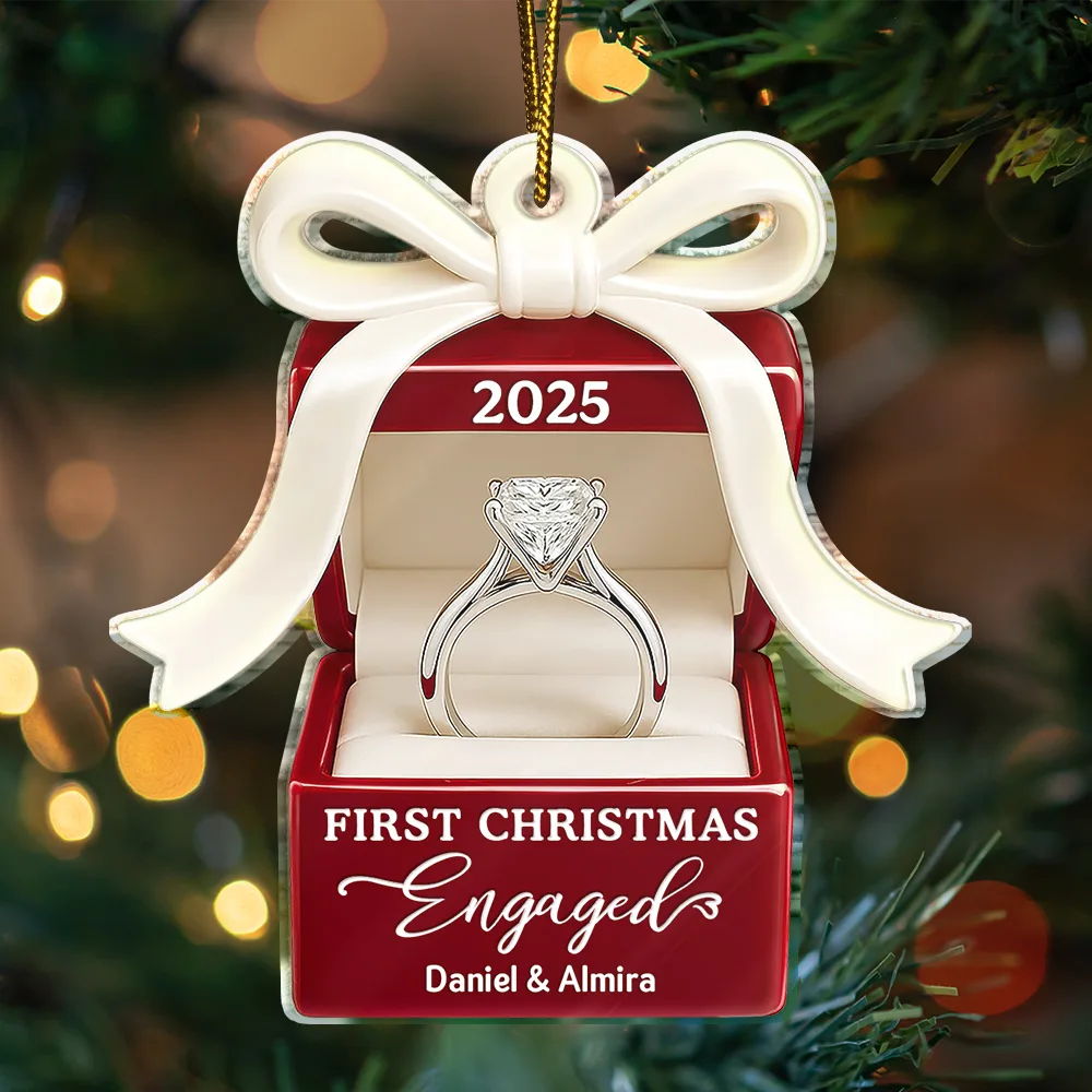 First Christmas As Mr. & Mrs. - Personalized Custom Shaped Acrylic Ornament - Image 3