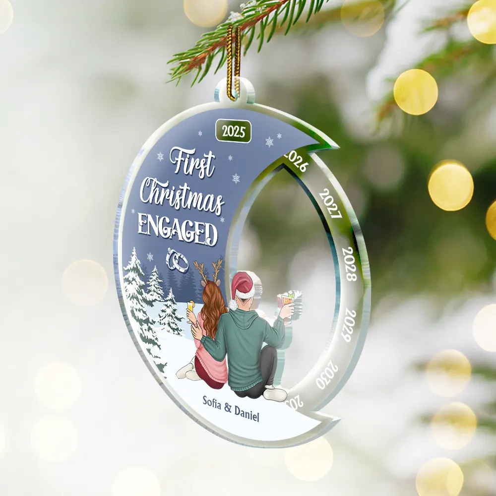 First Christmas As Mr & Mrs - Personalized Custom Shaped Acrylic Ornament - Image 2