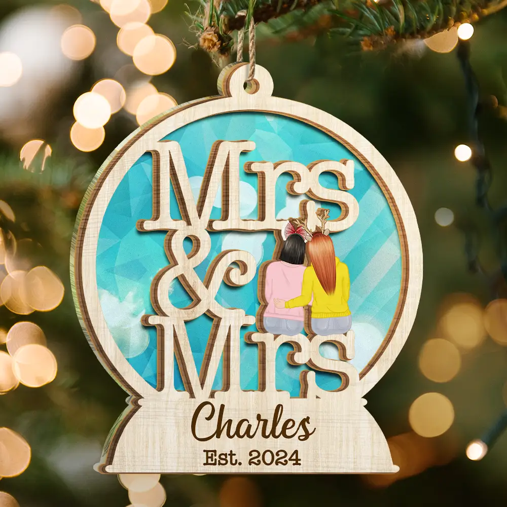First Christmas As Mr & Mrs - Personalized Suncatcher Ornament - Image 3