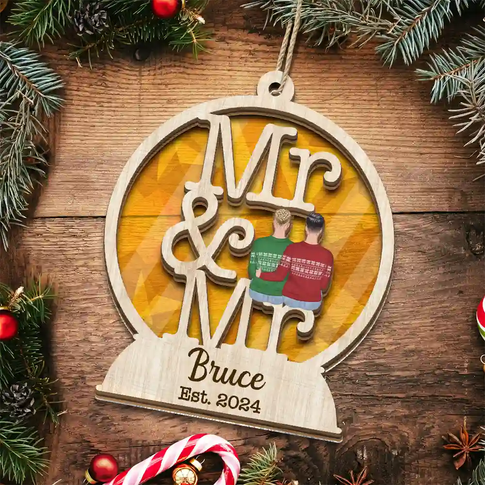 First Christmas As Mr & Mrs - Personalized Suncatcher Ornament - Image 6