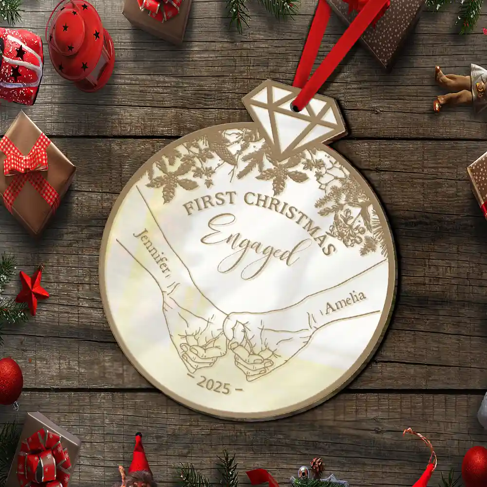 First Christmas As - Personalized Custom Shaped Mirror Ornament - Image 5