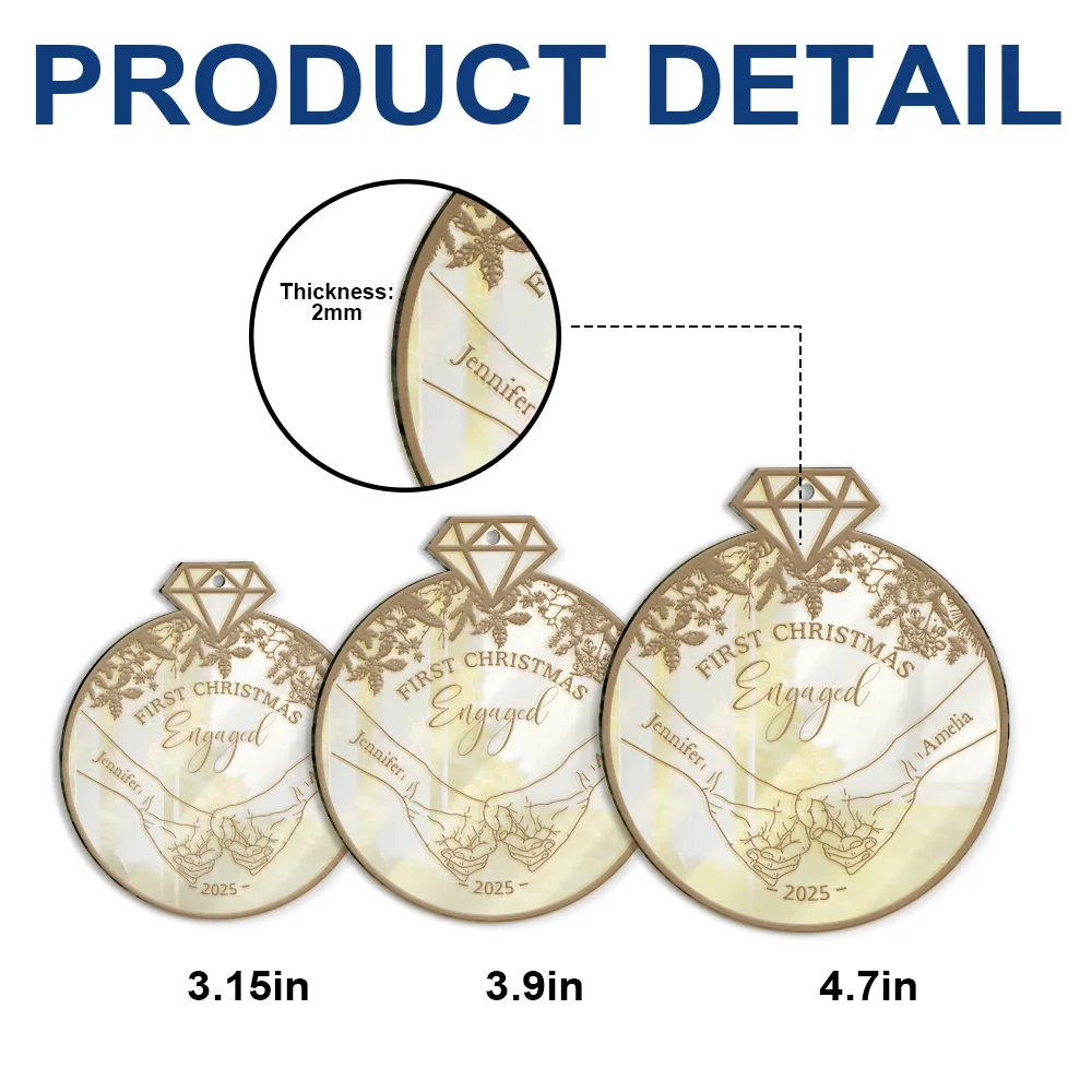 First Christmas As - Personalized Custom Shaped Mirror Ornament - Image 6