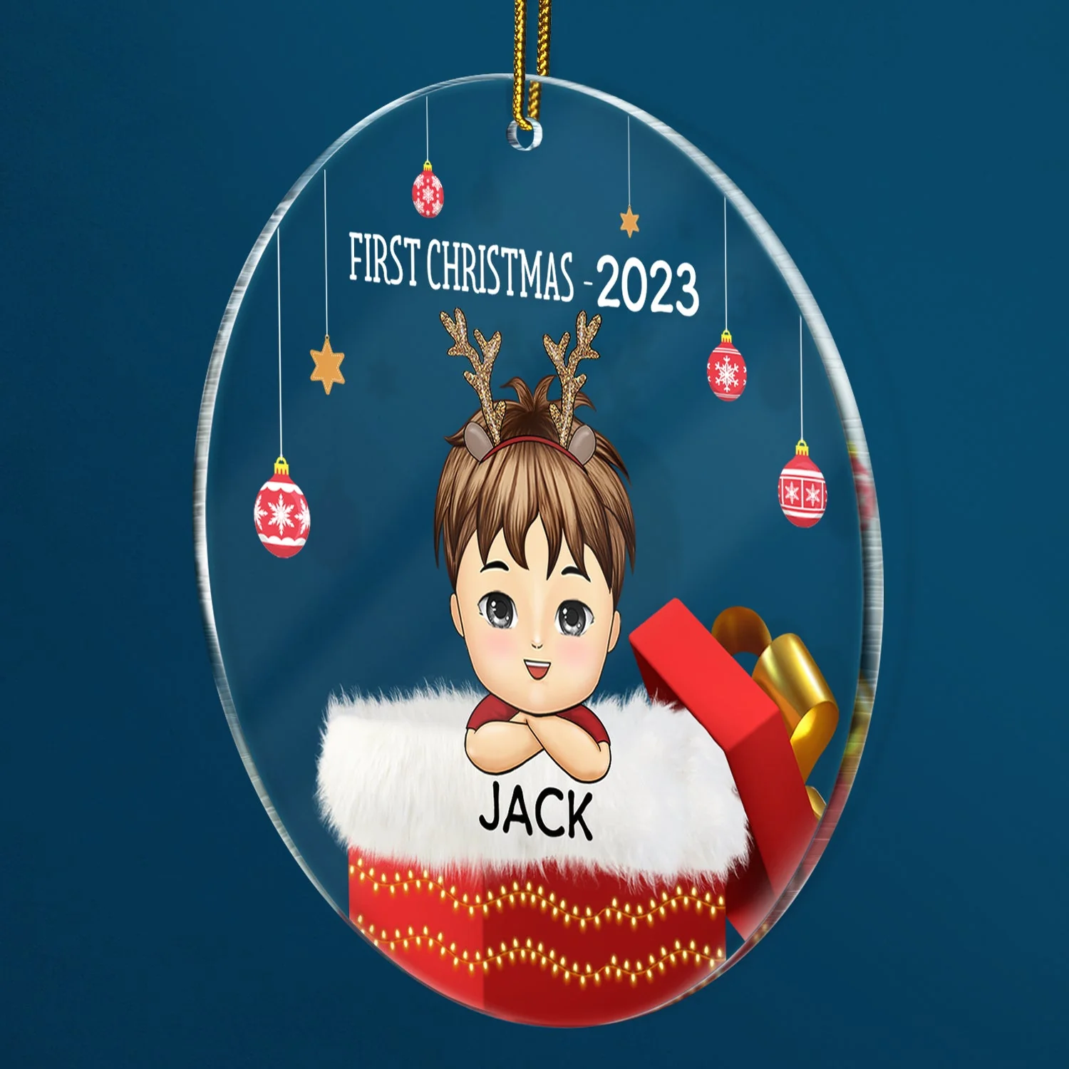 First Christmas - Christmas Gift For Family - Personalized Circle Acrylic Ornament - Image 2