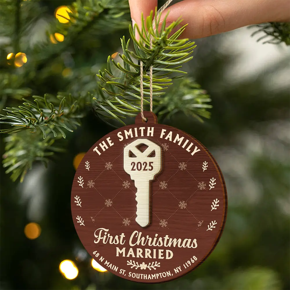 First Christmas In Our New Home - Personalized 2-Layered Wooden Ornament - Image 2