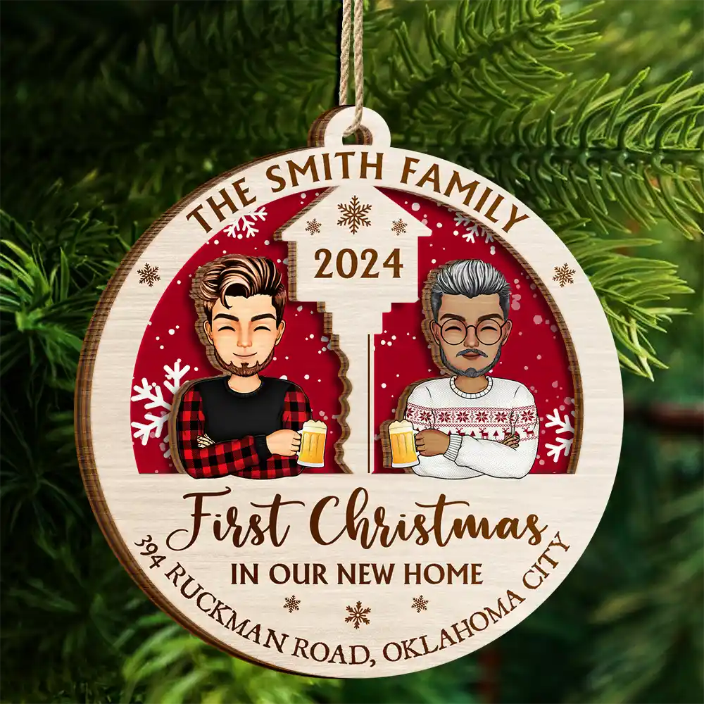 First Christmas In Our New Home - Personalized 2-Layered Wooden Ornament - Image 4