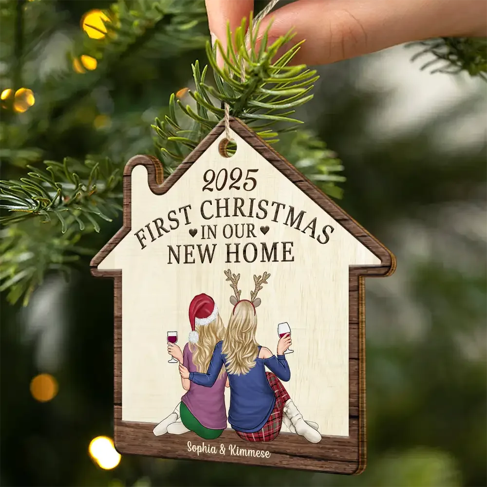 First Christmas In Our New Home - Personalized Custom Shaped Wooden Ornament - Image 2