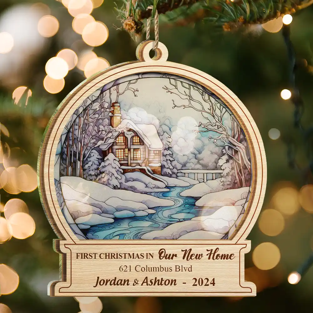 First Christmas In Our New Home - Personalized Suncatcher Ornament - Image 3