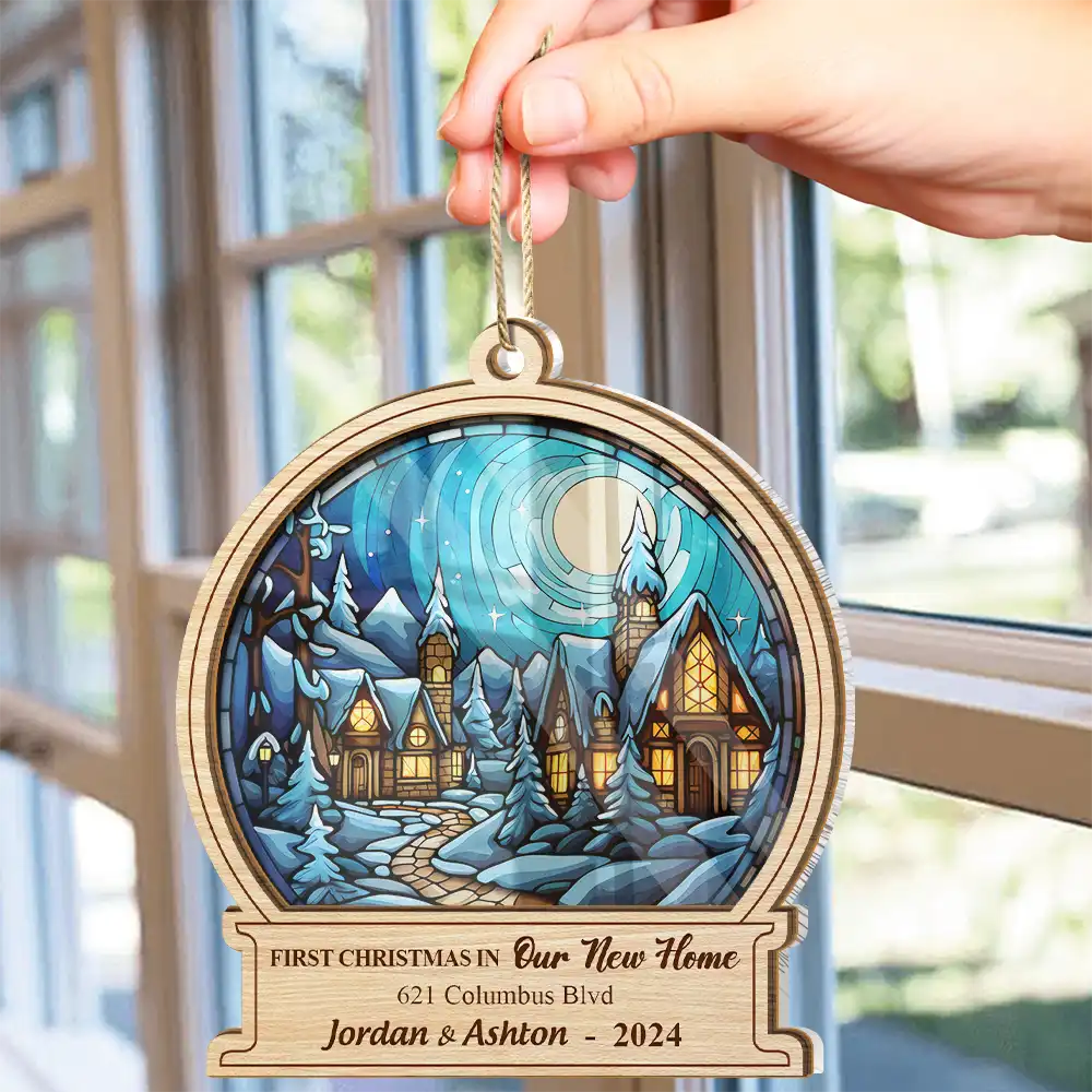 First Christmas In Our New Home - Personalized Suncatcher Ornament - Image 4