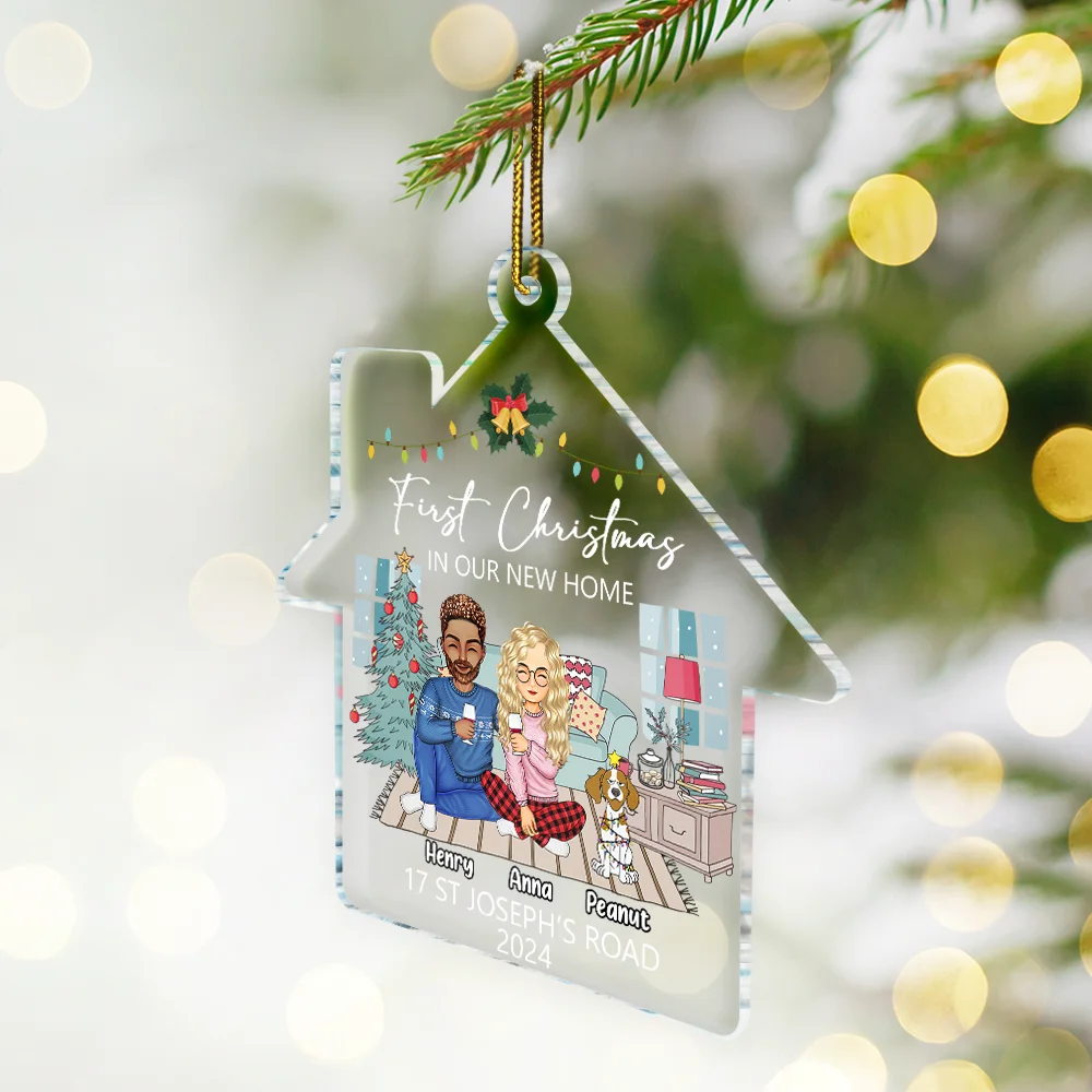 First Christmas In Our New House - Personalized Custom Shaped Acrylic Ornament - Image 2