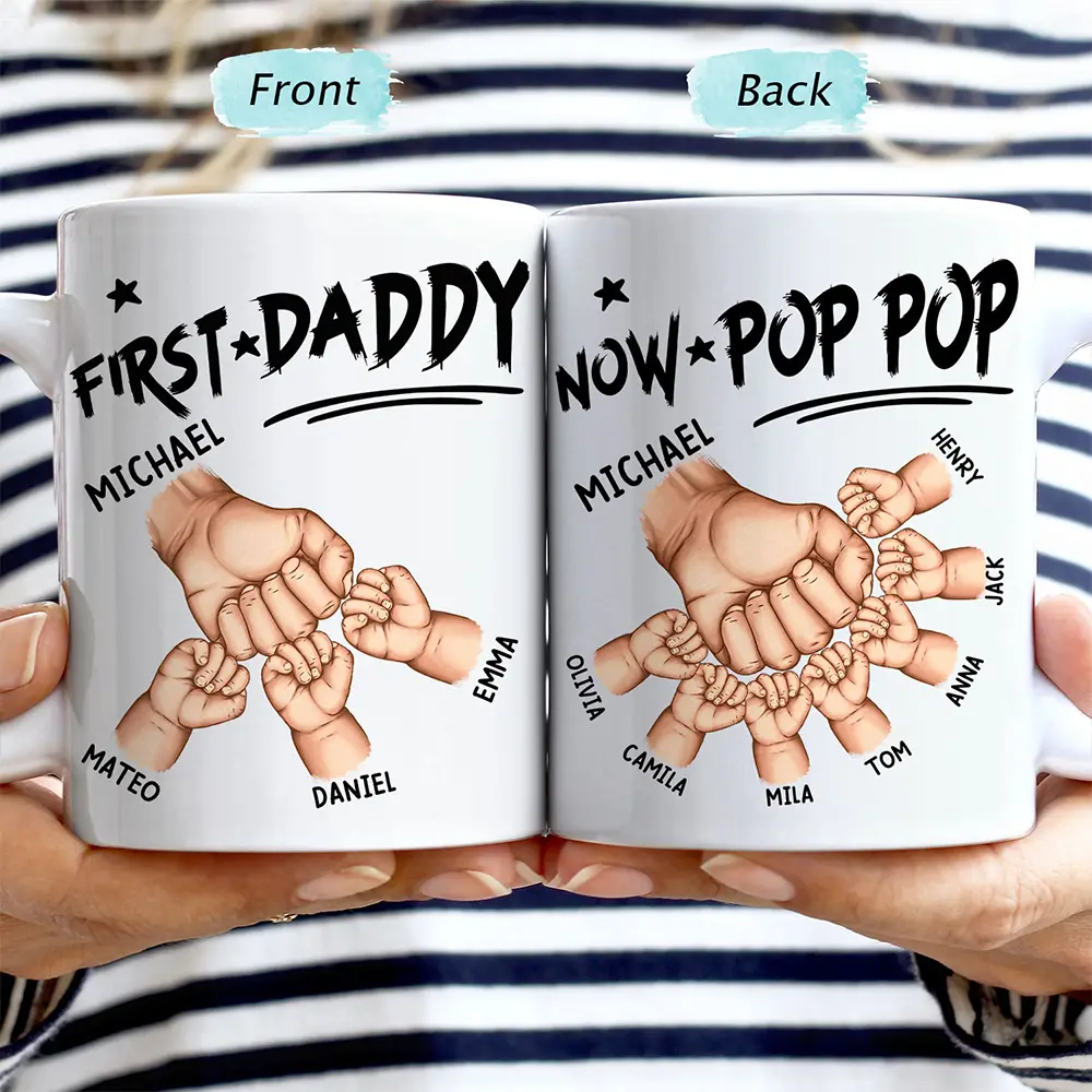 First Dad Now Grandpa First Bump - Personalized Mug - Image 3