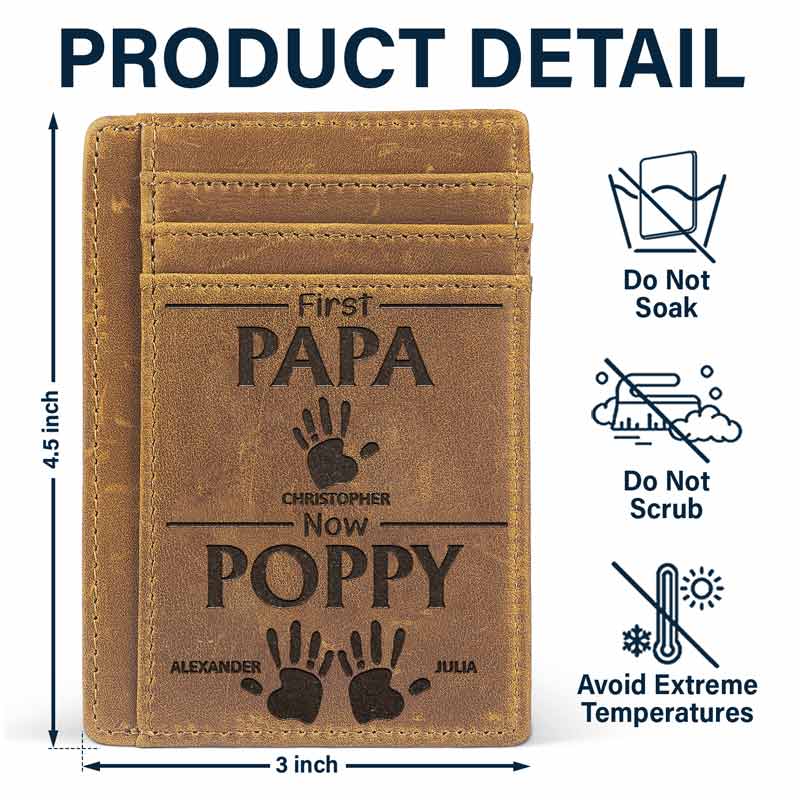 First Dad Now Grandpa Handprints - Personalized Card Wallet - Image 5