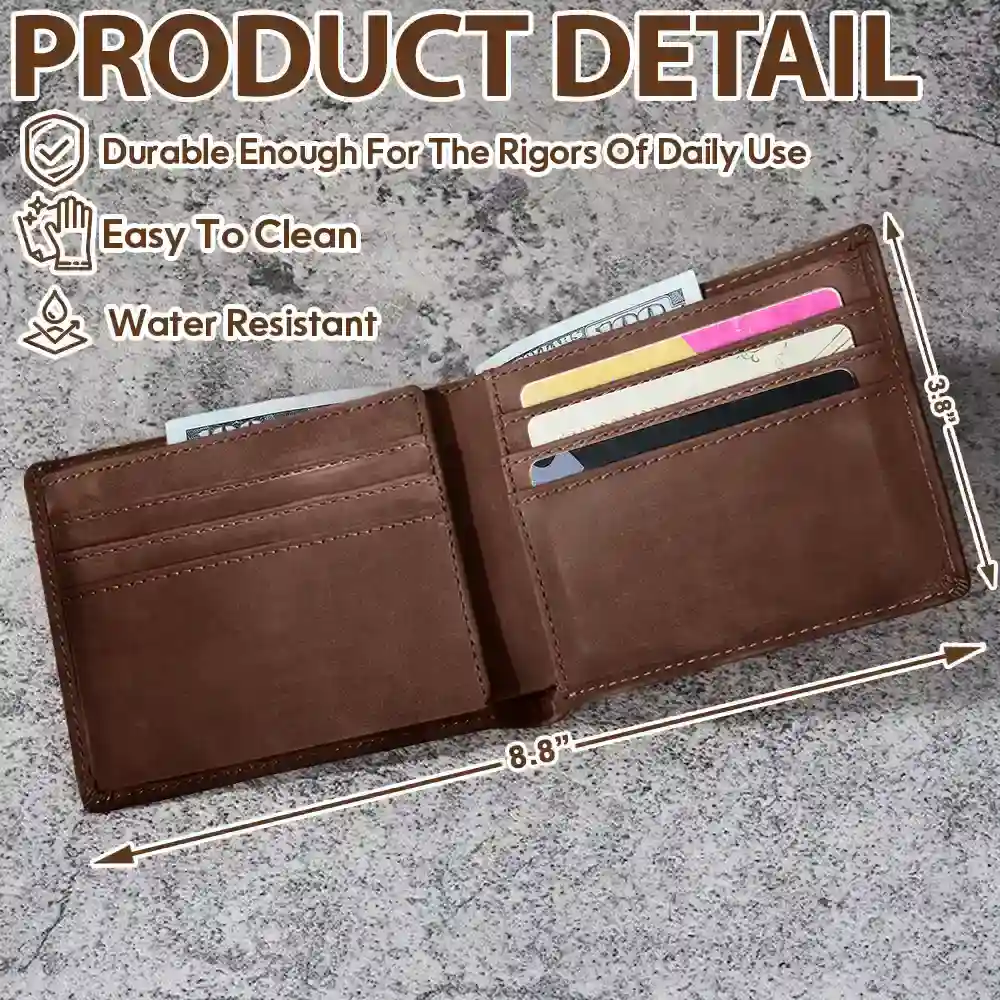 First Dad Now Grandpa - Personalized Leather Wallet - Image 4