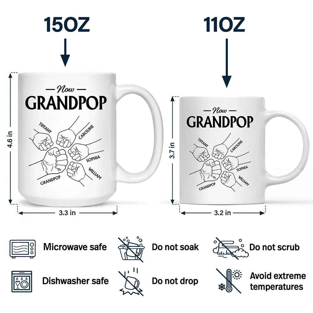 First Dad Now Grandpa - Personalized Mug - Image 4