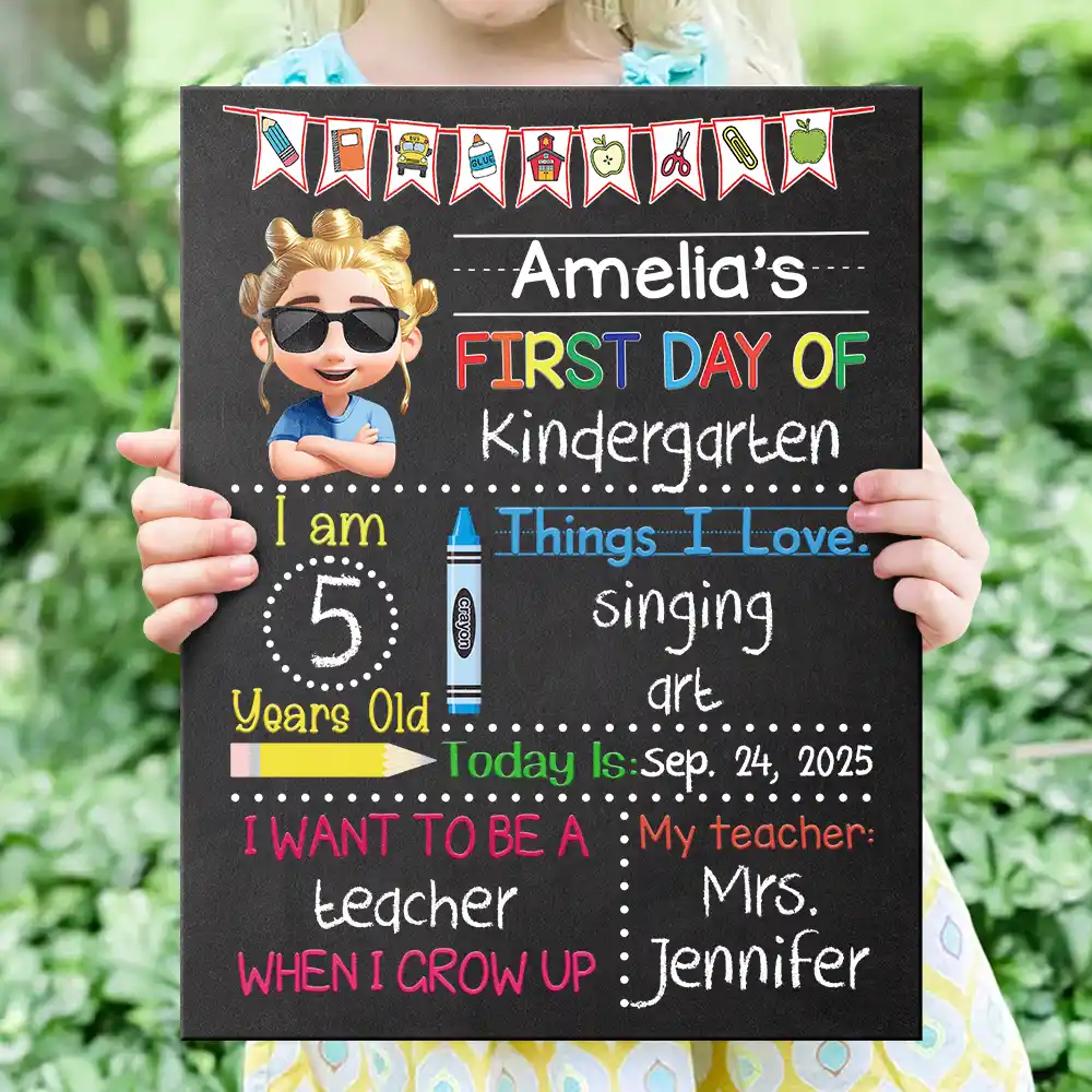 First Day Of Kindergarten - Personalized School Sign - Image 2