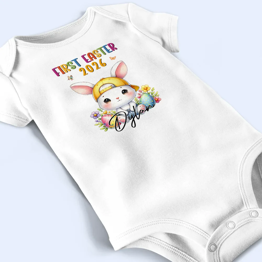 First Easter Bunny Chicken With Alphabet Letters - Personalized Baby Onesie - Image 4