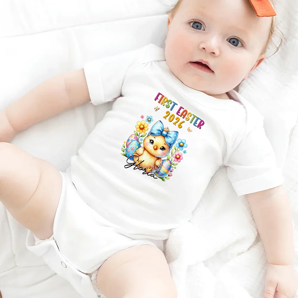 First Easter Bunny Chicken With Alphabet Letters - Personalized Baby Onesie - Image 5