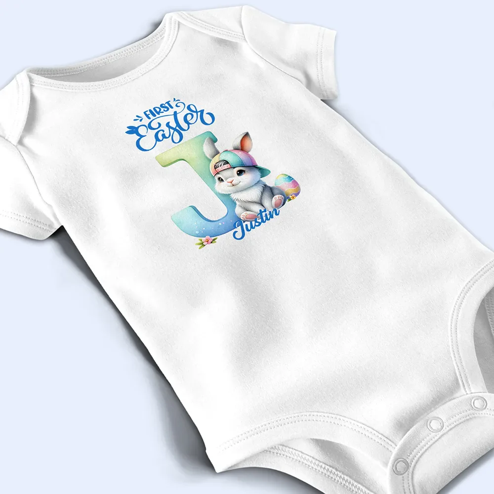 First Easter Bunny With Alphabet Letters - Personalized Baby Onesie - Image 4