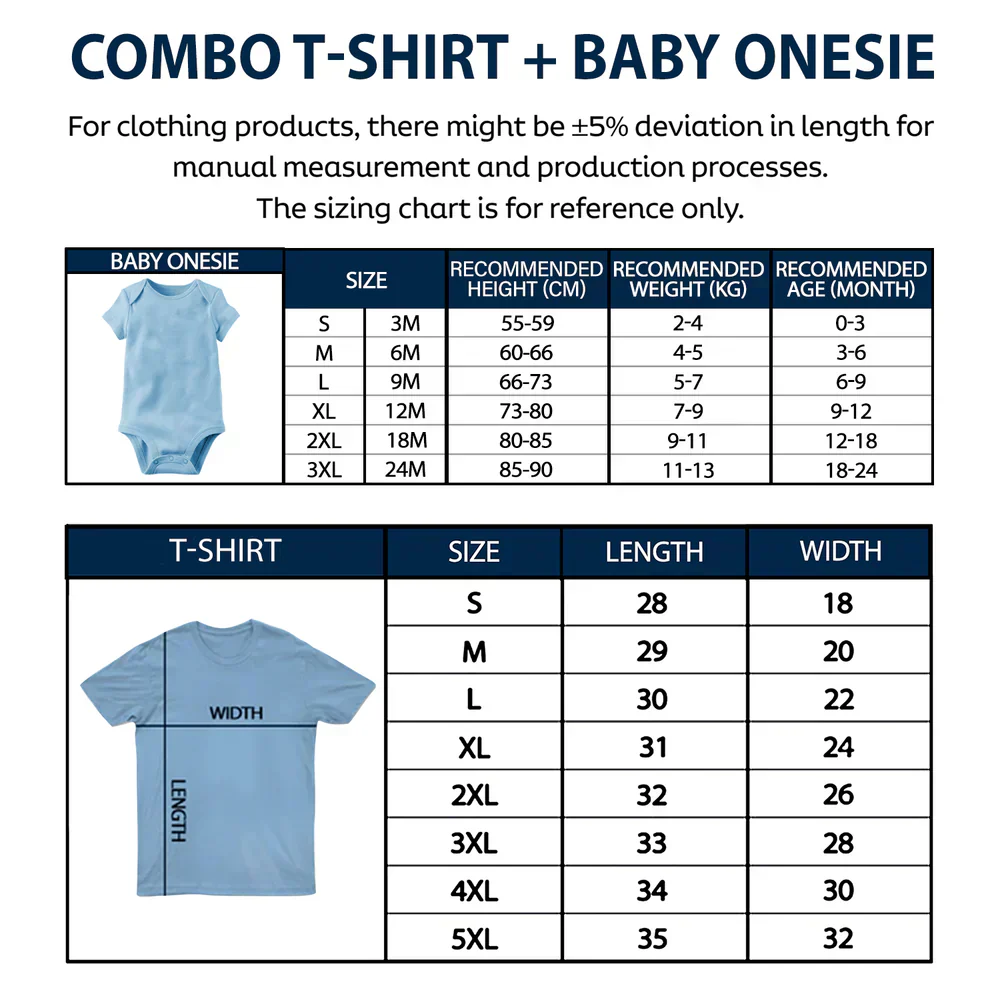 First Father Day With Baby - Personalized Combo T Shirt And Baby Onesie - Image 2